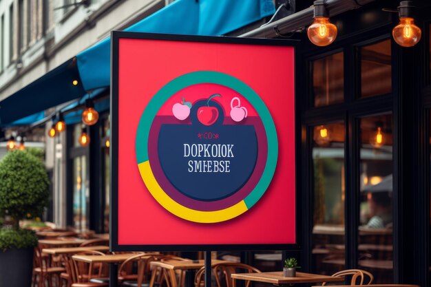 Photo vibrant display stunning restaurant signage mockup design ar 32