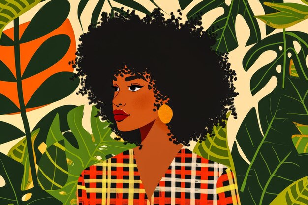 Vibrant diverse woman illustration in bold colors