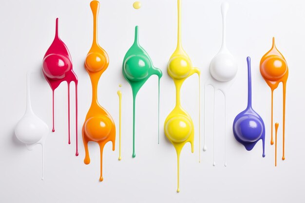 Photo vibrant dripping paint shapes