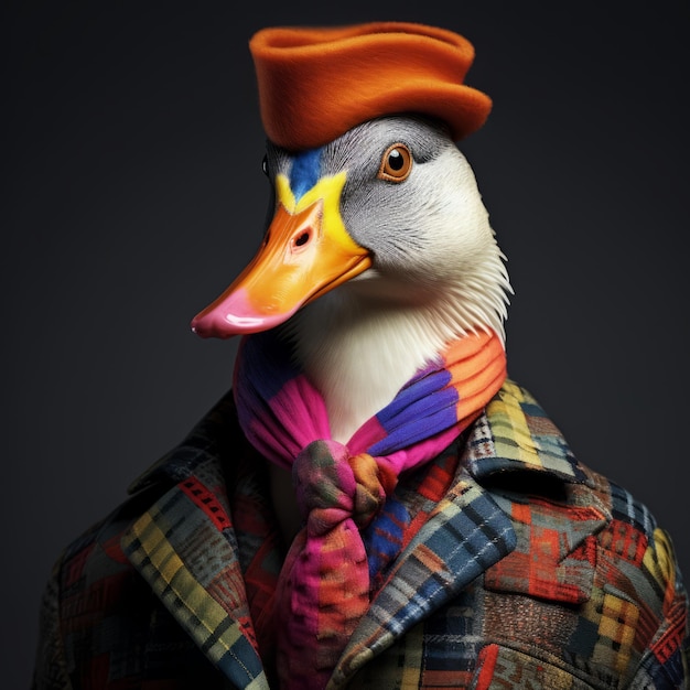 Vibrant Duck In Hat And Jacket Digital Design And Illustration