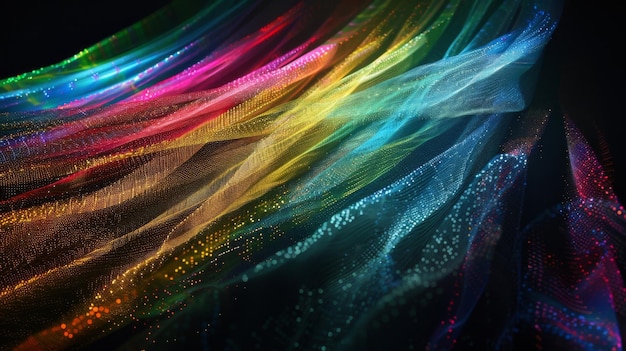 Vibrant and dynamic holographic spectrum showcasing a variety of colors against a black backdrop