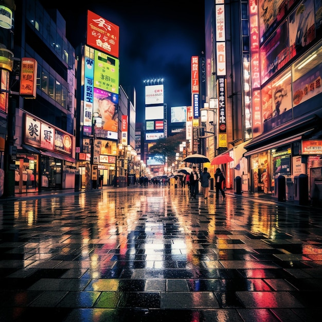 Vibrant and Dynamic Streets of Tokyo at Night