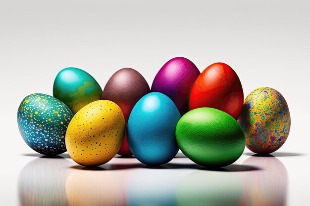 Vibrant Easter Egg Collection on White Background