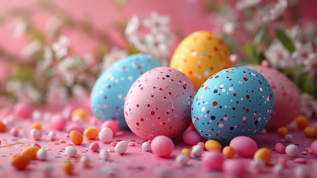 Vibrant Easter Eggs Adorned with Springtime Florals