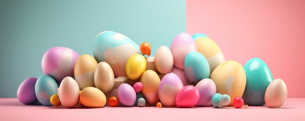 Яркая композиция из пасхальных яиц на нейтральном фоне — вечная праздничная традиция