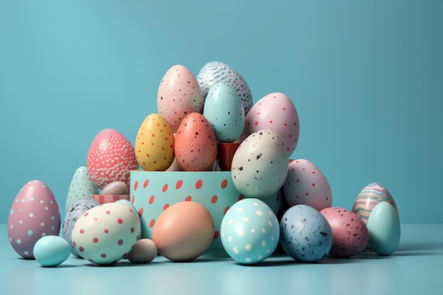 Vibrant Easter Eggs Arrangement on a Neutral Background A Timeless Holiday Tradition