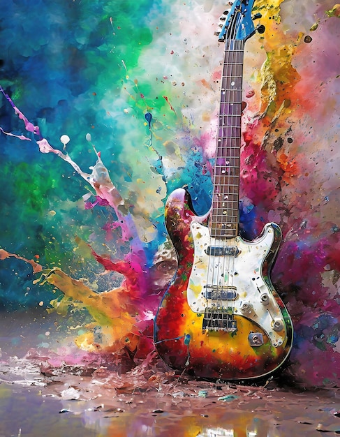 Photo vibrant electric guitar