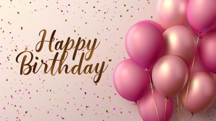 Photo vibrant elegant pink balloons for gold birthday greeting background designhappy birthday banner