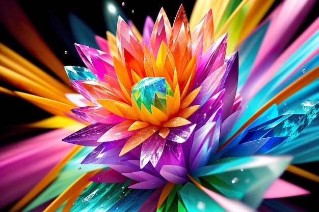 A vibrant and energetic photograph of a crystal flower