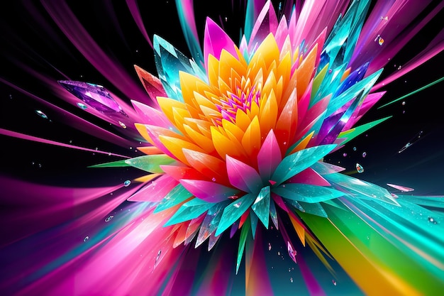 A vibrant and energetic photograph of a crystal flower