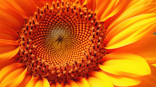 Vibrant and energetic sunflower macro