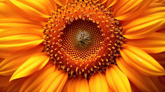 Vibrant and energetic sunflower macro