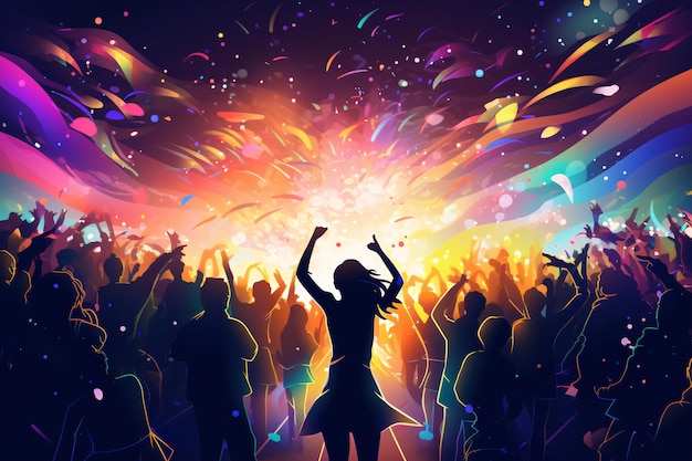 Vibrant and Energetic Woman Dancing at a Lively Party AI Generated Stock Image