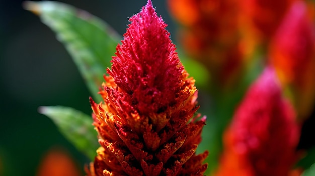 Vibrant energy of a celosia closeup AI generated