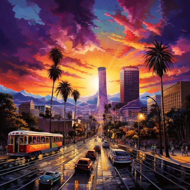 ロサンゼルス の 活気 の ある エネルギー