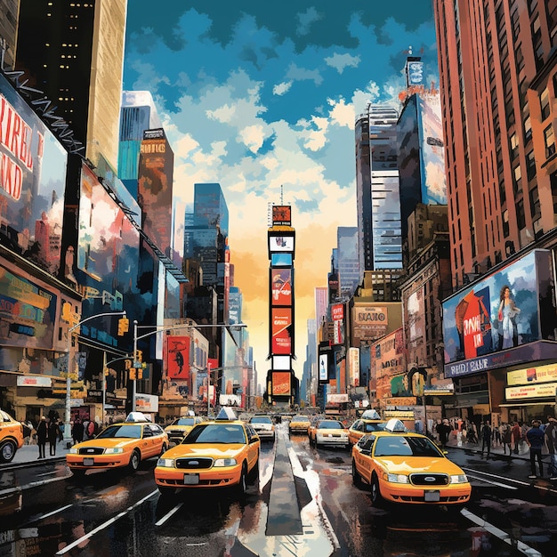 Vibrant Energy of New York City Collage of Landmarks Streets and Street Food