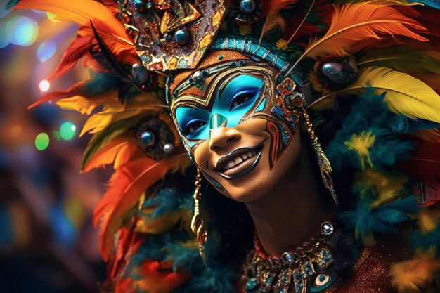 Vibrant Essence of Brazilian Carnival with Colorful Costumes