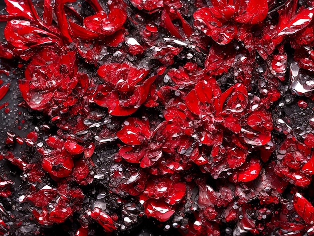 A vibrant explosion of red drops and splashes like a fiery dance of ketchup AI_Generated