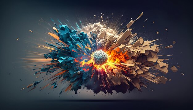 Vibrant Explosive Burst Красочная абстрактная иллюстрация взрывной энергии, генерирующей AI