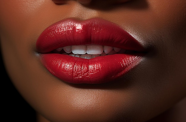 Vibrant Expressions CloseUp of a Black Woman's Mouth and Pink Lips in the Spotlight