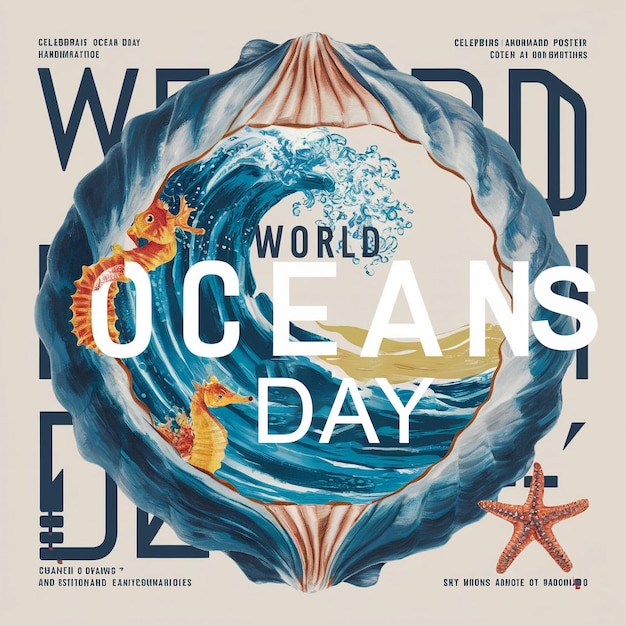 Photo a vibrant and eye catching a4 size poster cover of world ocean day