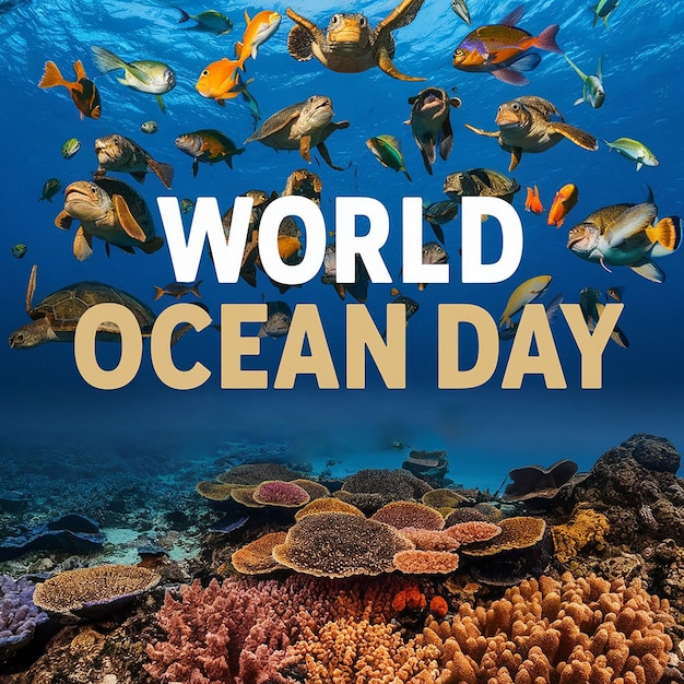 A vibrant and eye catching poster celebrating world oceans day cover