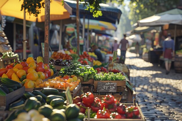 Photo vibrant farmers markets bustling with activity oct