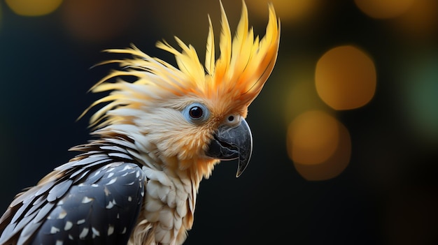 Vibrant Feathers Closeup Portrait of a Cockatoo Parrot