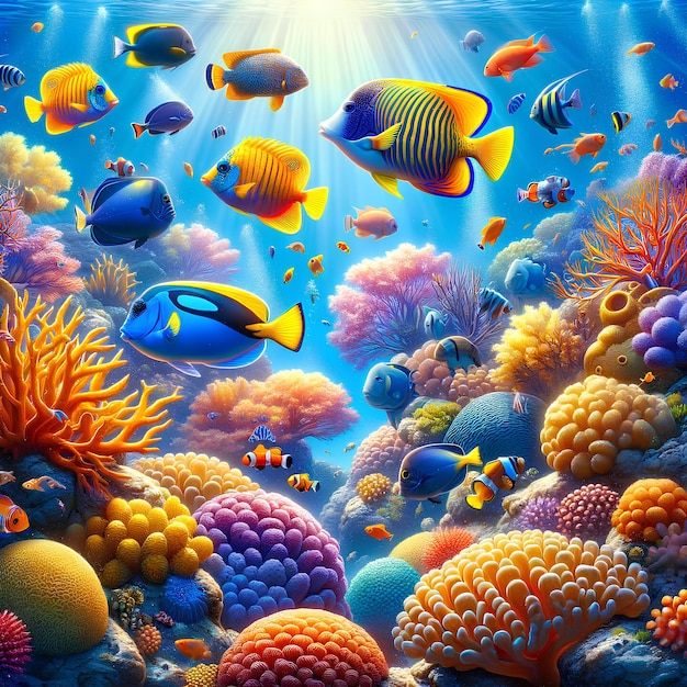 vibrant fish and beautiful coral underwater