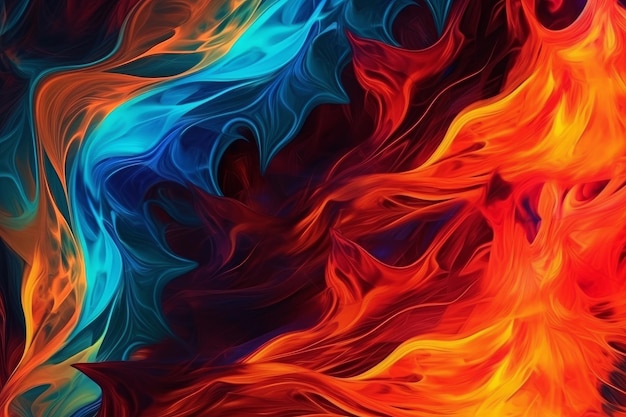 Vibrant Flames of Color in Abstract Background Generative AI