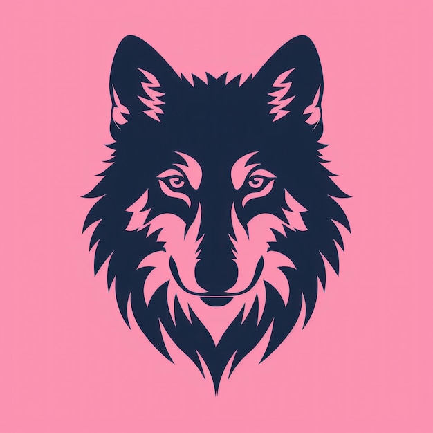 Фото Живая плоская иллюстрация лица волка