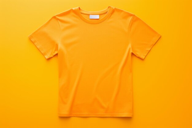 Vibrant flat lay stylish orange tshirt on yellow background perfect copy space ar 32