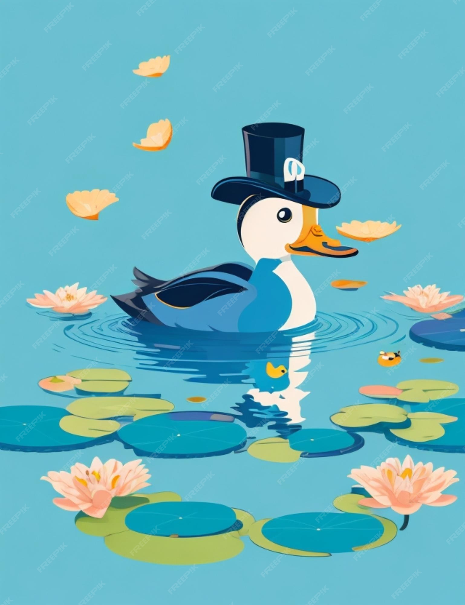 Premium AI Image | A vibrant flat vector illustration of a duck wearing