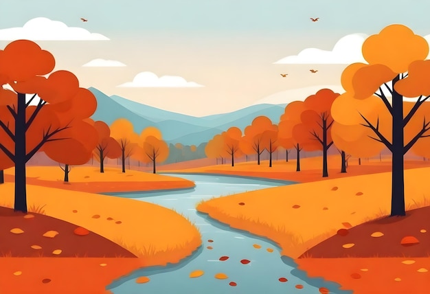 Vibrant Flat Vector Landscape 4K HD illustratie