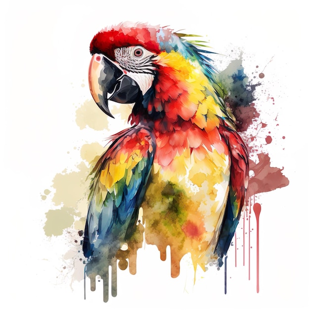 Vibrant Flight A Stunning Watercolor Macaw Illustration in AI Vector Format