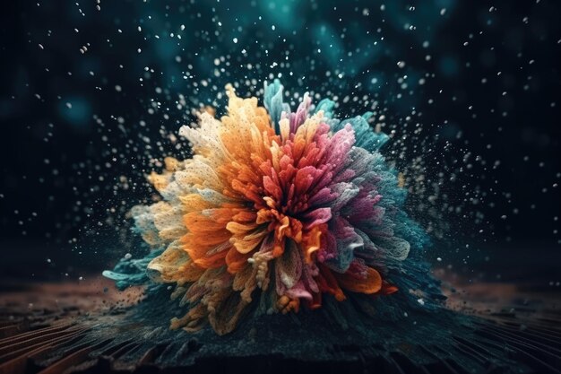 Vibrant floating flower Generative AI