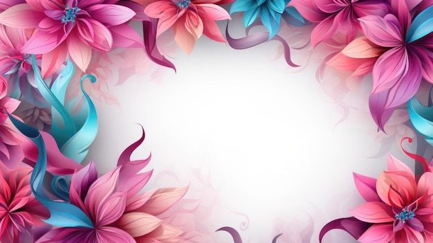 vibrant floral background with a prominent pink ribbon in the center