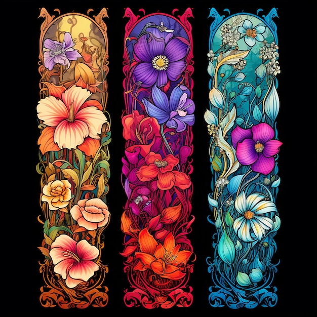 Photo vibrant floral banners colorful elegance