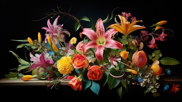 Foto un vivace bouquet di fiori mostra la bellezza della natura