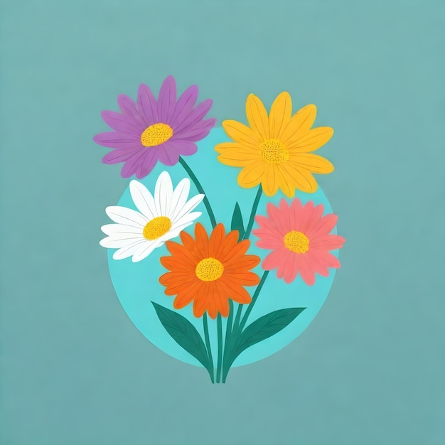 Vibrant Floral Illustration Colorful Flower Clipart