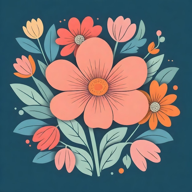 Photo vibrant floral illustration colorful flower clipart