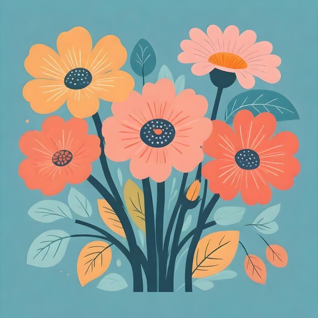 Foto vibrante illustrazione floreale colorful flower clipart