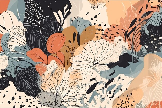 Photo vibrant floral wallpaper pattern with lush leaves generative ai