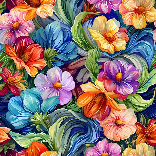 Vibrant Floral Watercolor Pattern by Sung Kim Lois Van Baarle