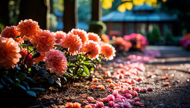 Photo vibrant flowers bloom bringing beauty to the outdoors generated by ai
