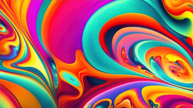 A vibrant fluid art pattern with swirling colors merging into one another background