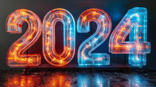 Vibrant Fluorescence gedetailleerde 2024 Acrylbrief op zwart