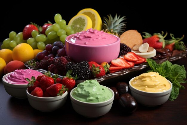 Photo vibrant fondue ingredients display high quality fondue picture photography