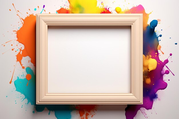 Vibrant frame mockup on white energized by colorful accents