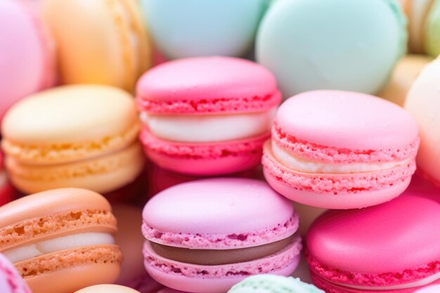 Vibrant French Macarons in CloseUp